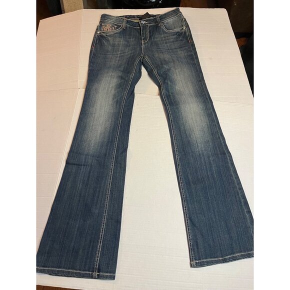 Cello Womens Embellished Bootcut Jeans 11 Denim Embroidery Rhinestone Accents - Picture 2 of 12